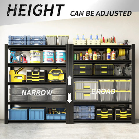Heavy Duty 72 Inch Garage Shelving Unit With 2,500 Lbs Capacity, 5 Adjustable Tiers, Metal Storage Racks For Workshop, Basement And Home Office, Durable Steel Construction, Easy Assembly, Max 500 Lbs Per Shelf, height adjustable