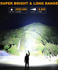 Rechargeable Handheld Spotlight 2,000,000 Lumen Led Flashlight With Cob Light illuminating trees from 6,000 ft at night