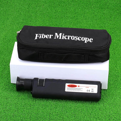 Fiber Optic Inspection Microscope With 400x LED Illumination Handheld Anti Slip Grip Easy Focus Includes SC LC FC Adapters