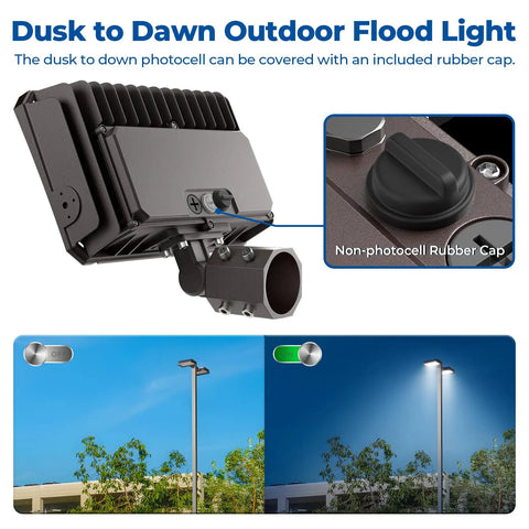 Switchable 100W 150W 200W LED Parking Lot Light With Dusk To Dawn Sensor and rubber cap for non-photocell use