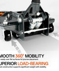 3-Ton low-profile hydraulic floor jack in dark gray steel with dual pistons and wheels