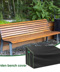 Outdoor Two Seater Patio Loveseat Cover 201x110x64cm weatherproof garden bench cover next to a wooden bench