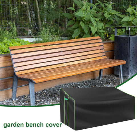 Outdoor Two Seater Patio Loveseat Cover 201x110x64cm weatherproof garden bench cover next to a wooden bench