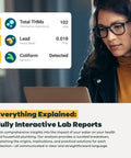 Interactive lab report details from Top Tier Home Water Test Kit For Well And City Tap Sources Checks One Hundred Sixteen Parameters.
