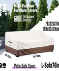3-Seater Outdoor Sofa Cover Waterproof Heavy Duty Patio Furniture Cover All Weather Protection for Beige and Brown Couch