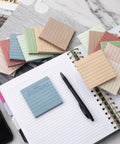 16 Pack Lined Sticky Notes 3 By 3 Inches Ruled Memo Pads With Super Sticky Power In Vintage Colors displayed on table