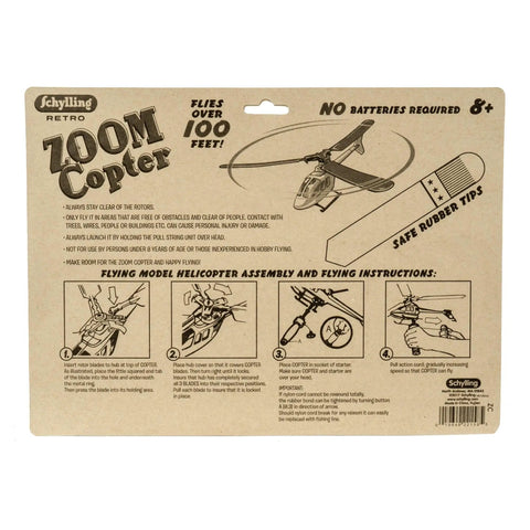 Instruction sheet for Backyard Flyer Zoom Copter Toy Helicopter With Action Cord No Batteries Needed Flies Over 100 Feet