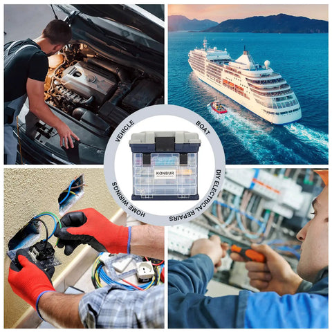 Marine And Automotive Electrical Tool Kit With Wire Connectors And Terminals The Ultimate Grab And Go Home And Workshop Wiring Set In A Portable Tool Box Organizer With Crimper For Quick Connections And Easy Repairs
