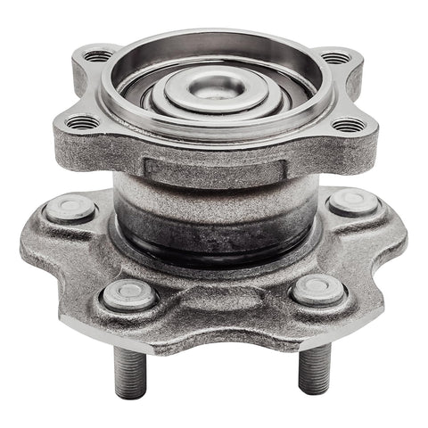 Rear Wheel Bearing Hubs Pair For 2002 2003 2004 2005 2006 Nissan Altima, 2004 2005 2006 2007 2008 Maxima, And 2004 2009 Quest 5 Lug Hub Bearings Assembly Replacement Kit Two Pack Left And Right Easy Install - front view of single hub bearing.