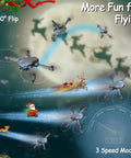 Mini Drone With 1080P Camera demonstrating 360° flip and 3-speed mode in festive night sky.