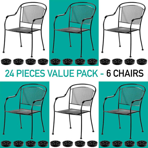 1.5 Inch Round Outdoor Furniture Feet Protectors For Wrought Iron Chairs And Tables 24 Pack Black Non Marking Floor Protectors Patio Glides
