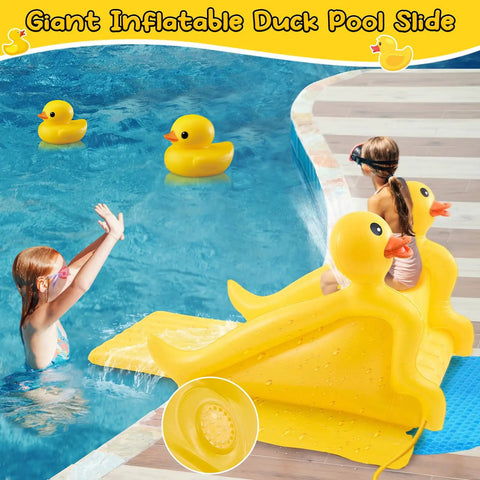 Giant 98 Inch Duck Inflatable Pool Slide With Upgraded PVC Durable Water Slide For Above Ground And Inground Pools Fun For Kids And Adults Summer Backyard Party Supplies
