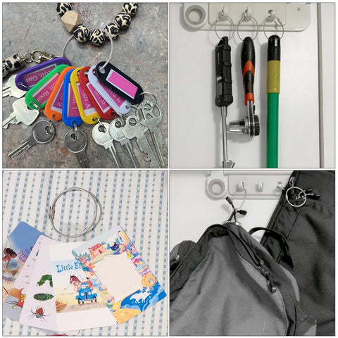 Stainless Steel Wire Key Ring Cables 25 Pack, 4.6 Inch Loops For Travel Luggage Tags, Keys, Dog Tags, Hanging Tools