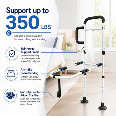 Bed Rails For Seniors And Elderly Must Have ASTM Certified 350 Lb Capacity Prevent Falls For Pregnant Women And Post Surgery
