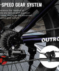 Close-up of 21-speed gear system on Beefy Fat Tire 26-Inch Mountain Bike With 21-Speed Drivetrain, 4-Inch Fat Tires, Purple