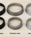 Rust Resistant Silver Aluminum Mason Jar Bands 12 Pack For Wide Mouth Jars Food Safe And BPA Free Aluminum Rings shown in three colors
