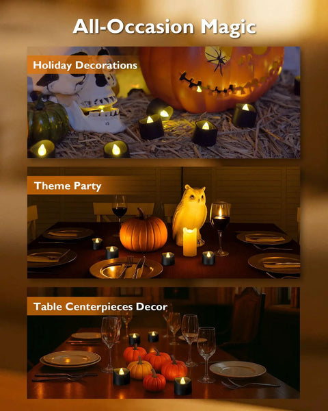 Battery Operated LED Tea Lights Flameless Flicker Candles With Colored Glow For Halloween Parties Weddings Table Decor.