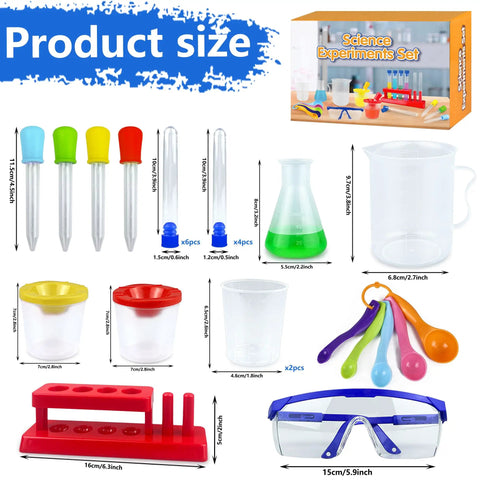 Hands On Science Lab Kit For Kids 24 Piece Educational Experiment Set With Plastic Test Tubes Droppers Caps And Tube Holder