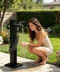 Built Like A Tank Frost Proof Yard Hydrant And Outdoor Faucet With Sprinkler Head Heavy Duty Galvanized Garden Water Column in use.