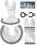 3 Pack Diamond Grit Oscillating Blades For Grout Removal And Mortar Cleaning, silver flush cut blades with diamond edge