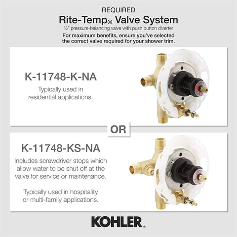 Alteo Valve Trim With Push Button Diverter And Face Plate Handle, Single Handle Controls On Off And Temperature, ADA Compliant Metal Lever