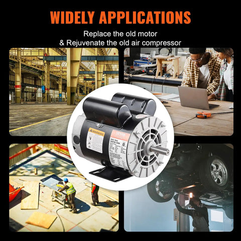 Industrial use of Beefed Up 2HP Single Phase Air Compressor Motor 115/230V 20/10A Open Drip Proof 56 Frame 3450RPM