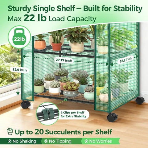 Compact Portable Greenhouse On Wheels For Indoor And Outdoor Use With 4 Tier Rack And Durable PE Cover Easy To Move Smooth Locking Wheels Weather Resistant Ideal For Seedlings Plants And Quick Sunlight Shifts