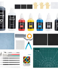 All In One 3D Printing Miniatures Painting Kit With Premium Paints, Finishing Tools, Coloring Implements, Protective Gear