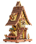 Side view of Cuckoo Clock 3D Wooden Puzzle Kit For Adults Mechanical DIY Clock Model Building Set, Dope Home Decor Gift For Women And Men, Vintage Style Wooden Clock Craft Project