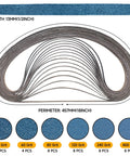 Sanding belts set Shineboc, blue zirconia, 1/2 x 18 in, 40–400 grit, 40 pcs for belt sander (Amazon)