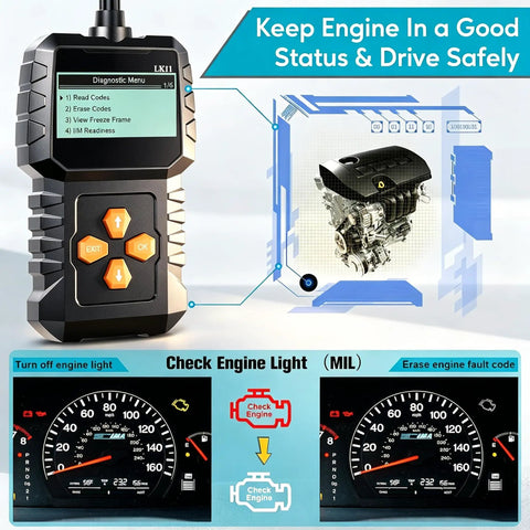 Plug And Play OBD2 Diagnostic Tool For Cars 1996 And Newer With Clear Code Readouts Engine Error Reset Professional Code Reader