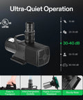 VIVOSUN submersible pond pump, black plastic, UL-listed, for ponds, waterfalls, and aquariums