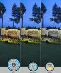 Beast Mode Adjustable LED Flood Light Outdoor With Knuckle Mount illuminating a garden in 3000K, 4000K, 5000K color temps.