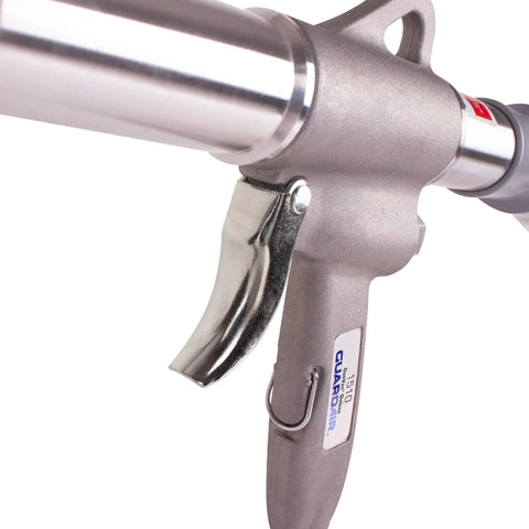 Close-up of Deluxe Pneumatic Gun Vacuum Cleaner Kit trigger and handle, heavy-duty metal for dust and debris, pro-grade power