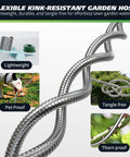 Stainless Steel Garden Hose With Flexible Braided Design, 6Ft Length, Leakproof Water Hose For Reel, weatherproof and tangle-free