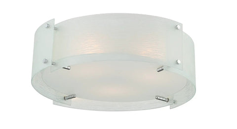 Dope Chrome Flush Mount Lamp With Four Piece Frosted Glass Panel Shade And Included Bulb, Modern Ceiling Fixture image