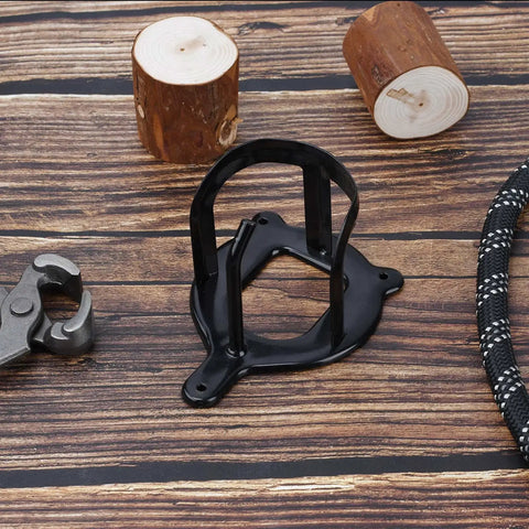 Heavy Duty Horse Bridle Rack With Bracket Hooks on wooden surface, metal construction, ideal for tack room organization, wall mounted.