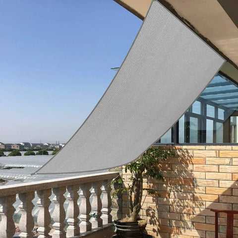 7 By 7 Ft Grey Sun Shade Sail Canopy For Patio And Backyard Blocks 95 Percent UV Heavy Duty Commercial Poly Fabric Installed