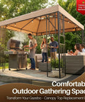 10x10 Ft Gazebo Replacement Canopy Top With UV30 Plus Sun Protection, Dirt And Water Resistant Double Layer Outdoor Cover installed
