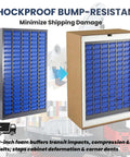 100 Drawer Parts Cabinet With Shelves And Label Stickers Bolt And Nut Organizer For Garage Or Shop Pro Grade Steel Tool Storage Cabinet For Small Parts And Hardware Organization, shown in shipping packaging with shockproof features.