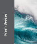 Ocean wave with fresh breeze text on grey background