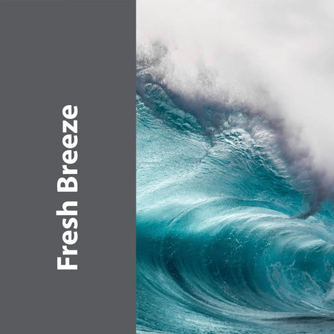 Ocean wave with fresh breeze text on grey background