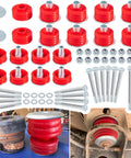 F Series Body Mount Bushing Kit With Polyurethane Cushions Steel Sleeves And Hardware For 1999 2007 Ford F250 F350 Super Duty 2WD 4WD XL XLT Lariat King Ranch Harley Edition Cab Mounts Direct Replacement body mounts, steel sleeves, bolts