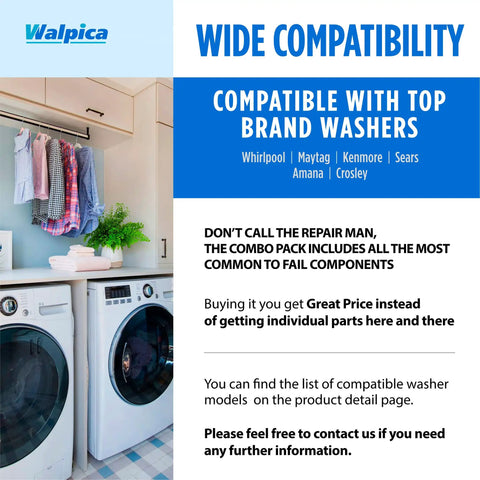 Top Load Washer Lid Lock Replacement Kit Fits Maytag Centennial Kenmore Whirlpool Cabrio sign in laundry room