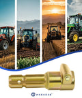 Heavy Duty PTO Extension Adapter For Tractors, One And Three Eighths Inch Six Spline Female And Male, Push Pin Quick Yoke, 70 HP PTO Shaft Extension, Alloy Steel Build, 6.375 Inch Overall Length, 4.125 Inch Extendable, Easy Quick Connect on tractor use