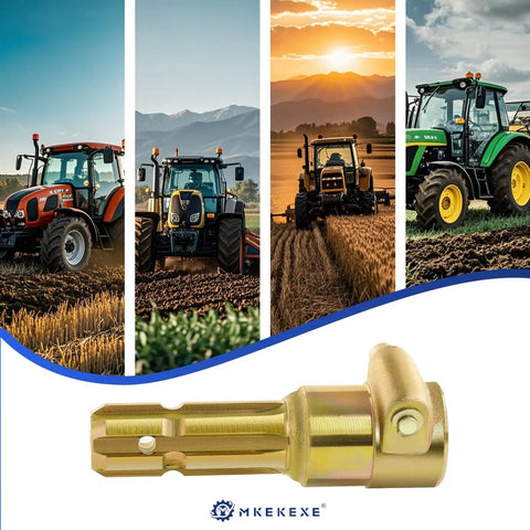 Heavy Duty PTO Extension Adapter For Tractors, One And Three Eighths Inch Six Spline Female And Male, Push Pin Quick Yoke, 70 HP PTO Shaft Extension, Alloy Steel Build, 6.375 Inch Overall Length, 4.125 Inch Extendable, Easy Quick Connect on tractor use