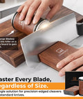 Rolling Knife Sharpener With Diamond And Ceramic Disc Technology for Kitchen and Pocket Knives shown sharpening a cleaver