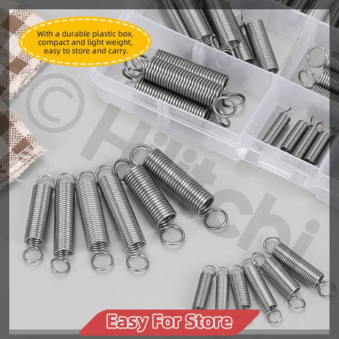 60 Piece Extension Spring Kit With 12 Sizes Stainless Steel Assortment shown in storage box