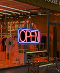 16.5 X 9 Inch Led Neon Open Sign For Business Ultra Bright Plug In Light Up Open Sign With Easy On Off Switch on storefront