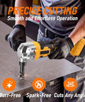 Awesome Cordless Metal Nibbler Compatible With DeWalt 20V Battery Brushless Metal Cutter cutting stainless steel smoothly.